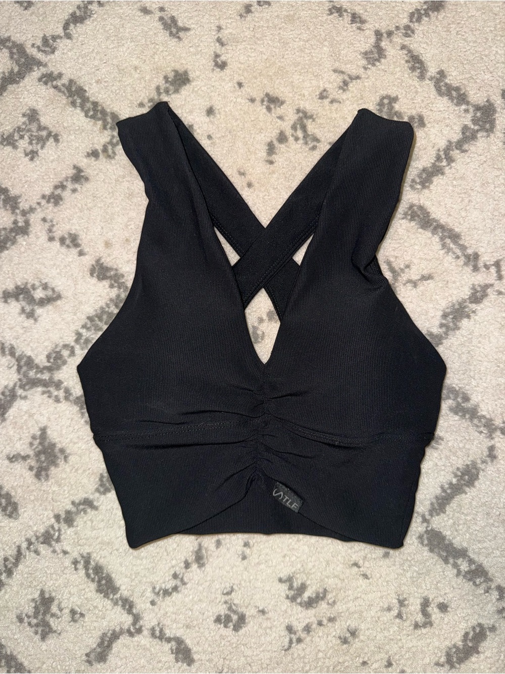 Black Crisscross Ruched Sports Bra